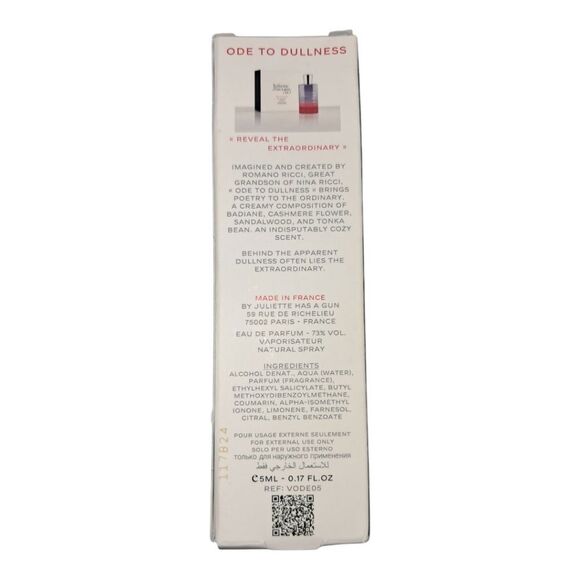 Juliette has a gun Ode to Dullness Eau De Parfum Purse Spray 5ml New with Box - Picture 6 of 7